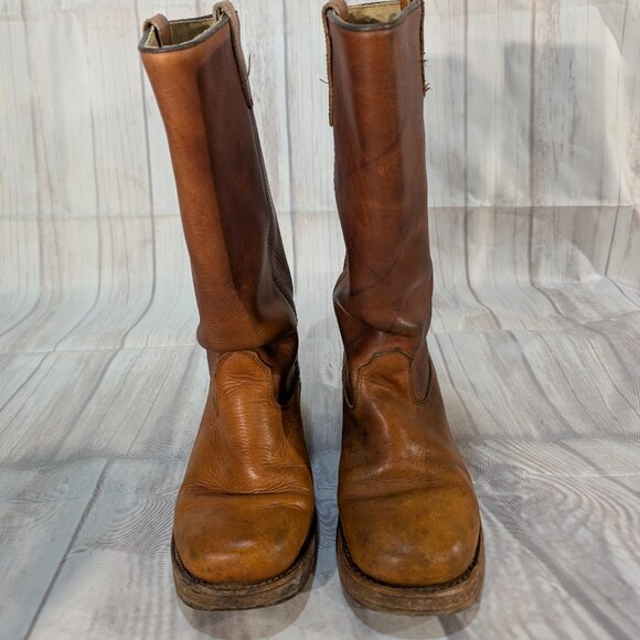Vintage Double H Boots Brown Leather Campus Style Women - Picture 1 of 16